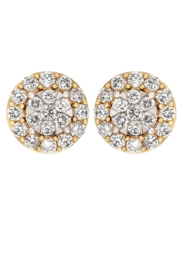 Mens Stud Diamond Earrings | 1.1 Carats 14K Yellow Gold