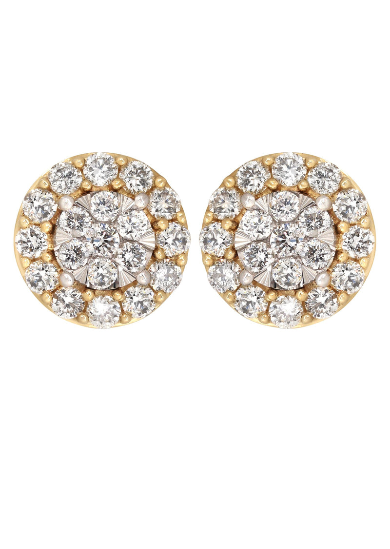 Mens Stud Diamond Earrings | 1.1 Carats 14K Yellow Gold