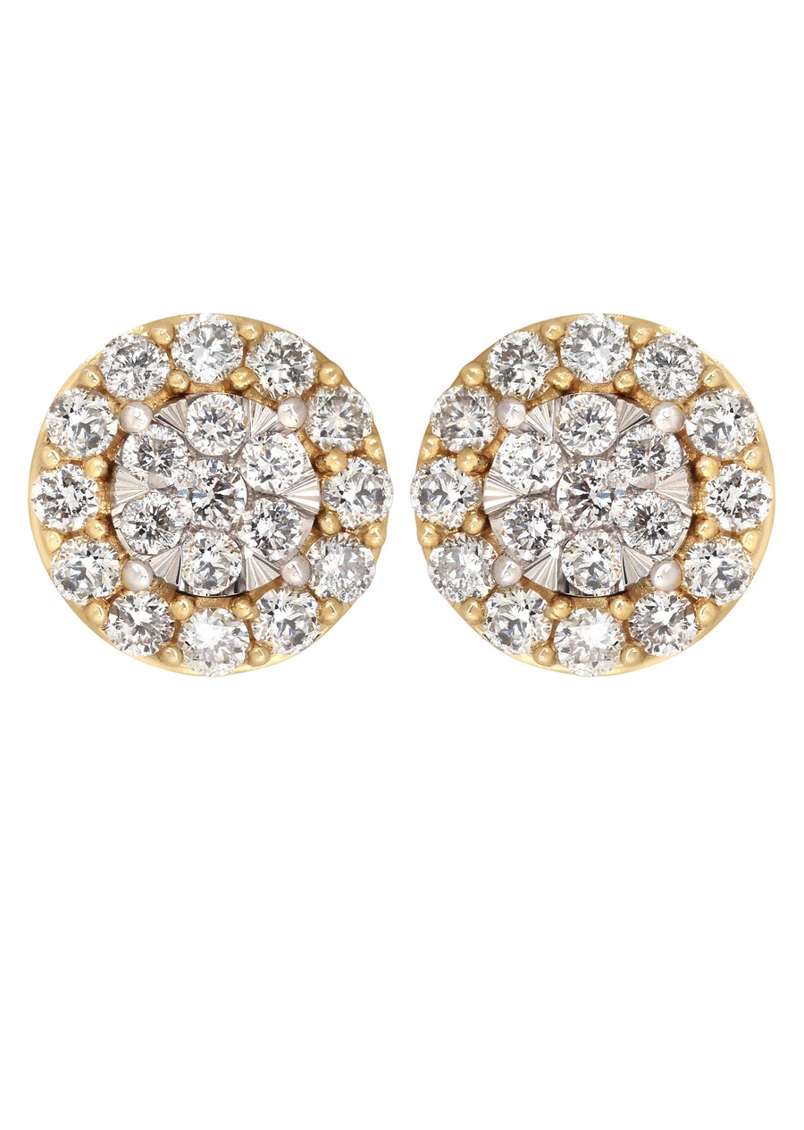 Mens Stud Diamond Earrings | 1.1 Carats 14K Yellow Gold