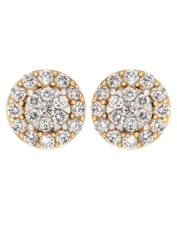 Mens Stud Diamond Earrings | 1.1 Carats 14K Yellow Gold