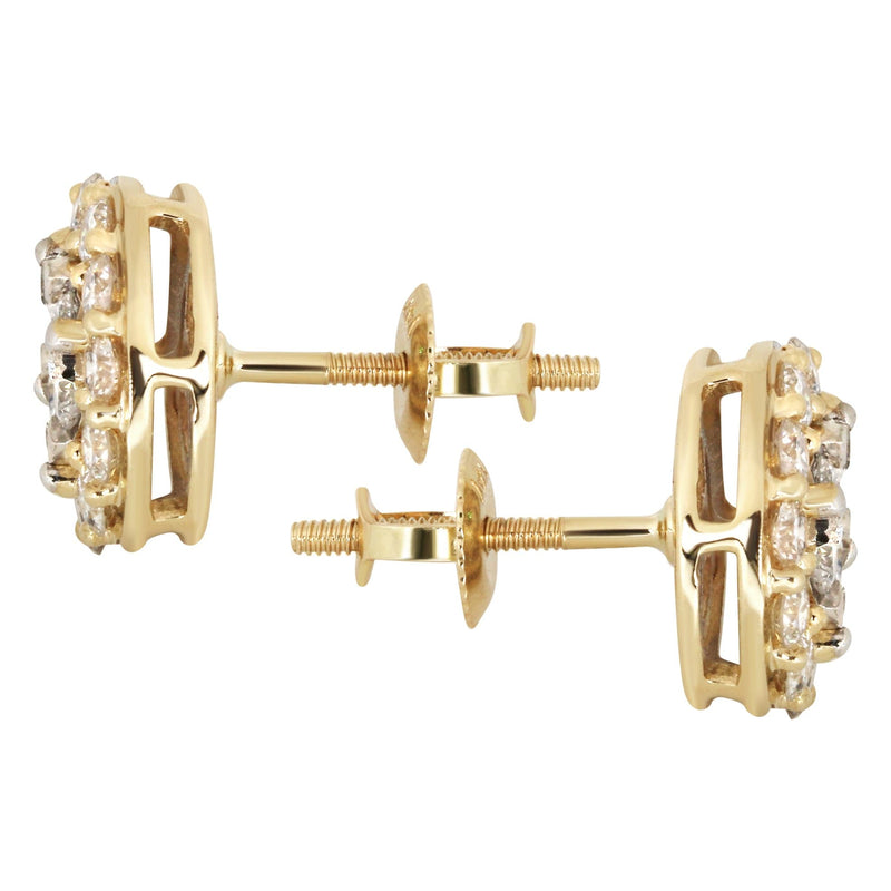 Mens Stud Diamond Earrings | 1.1 Carats 14K Yellow Gold
