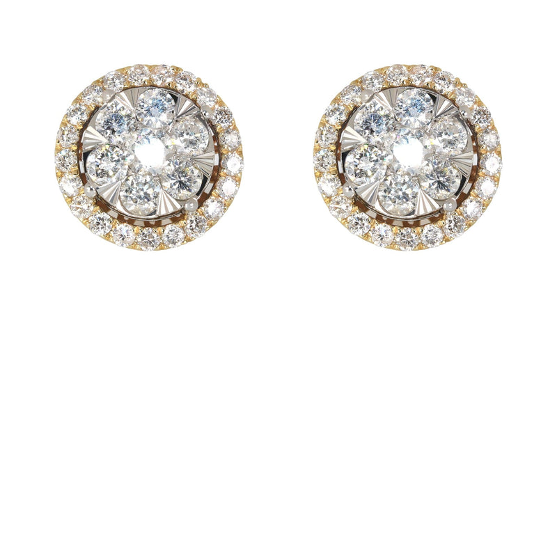 Mens Stud Diamond Earrings | 2.55 Carats 14K Yellow Gold