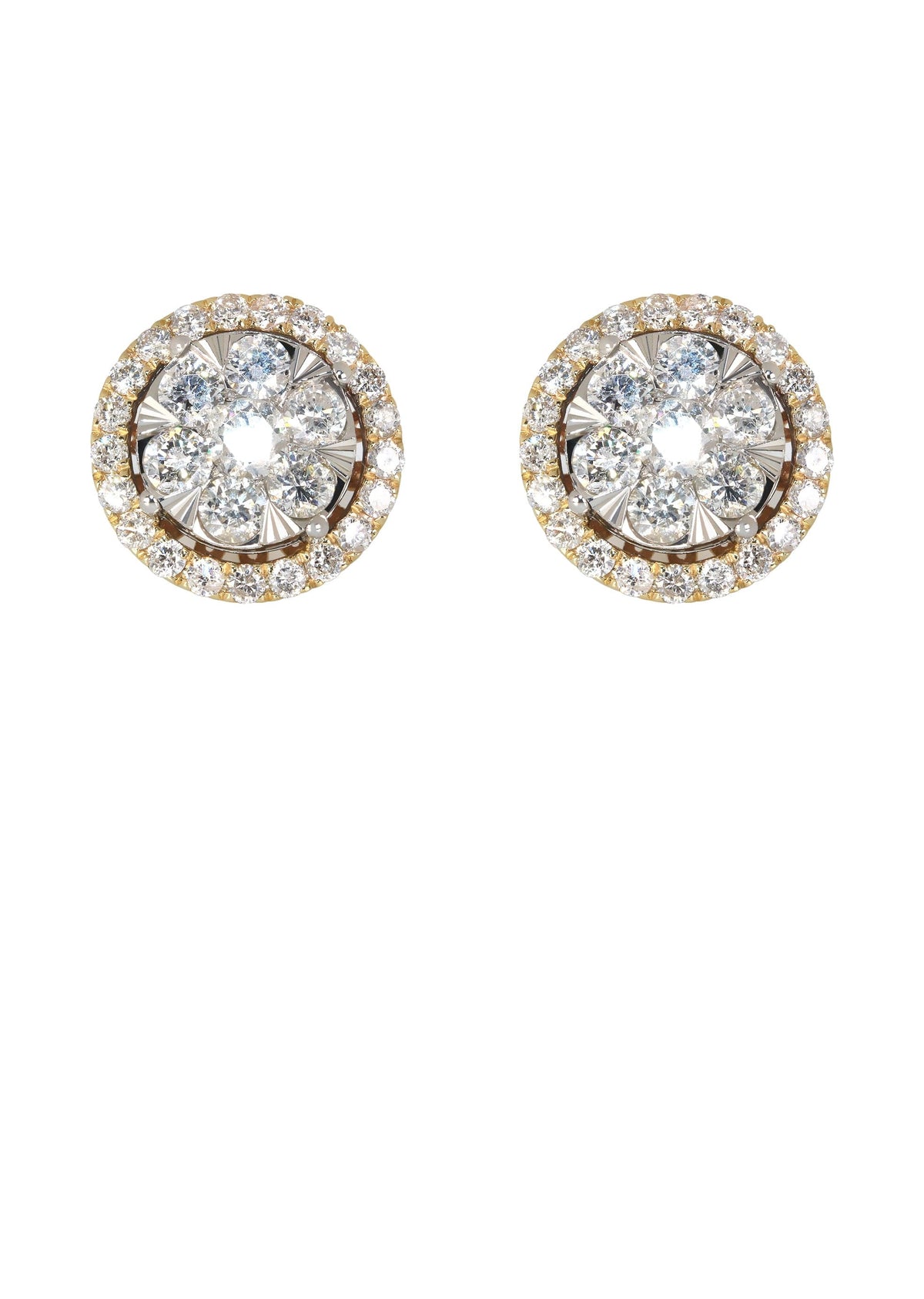 Mens Stud Diamond Earrings | 2.55 Carats 14K Yellow Gold