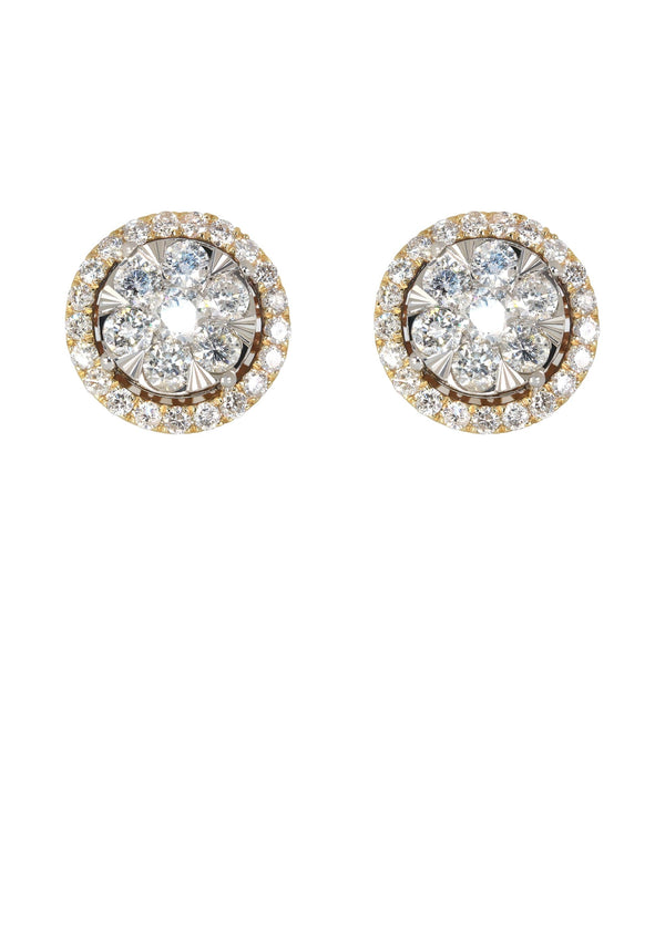 Mens Stud Diamond Earrings | 2.55 Carats 14K Yellow Gold