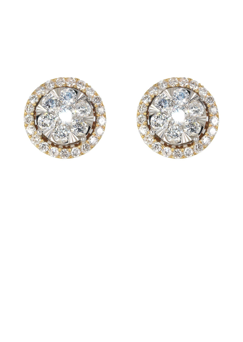 Mens Stud Diamond Earrings | 2.55 Carats 14K Yellow Gold