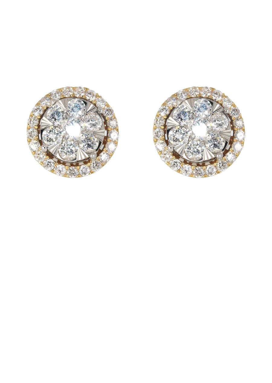 Mens Stud Diamond Earrings | 2.55 Carats 14K Yellow Gold