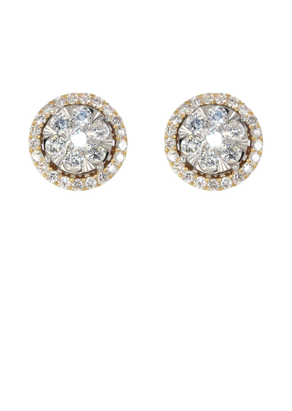 Mens Stud Diamond Earrings | 2.55 Carats 14K Yellow Gold