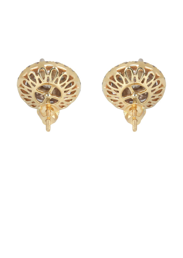 Mens Stud Diamond Earrings | 2.55 Carats 14K Yellow Gold