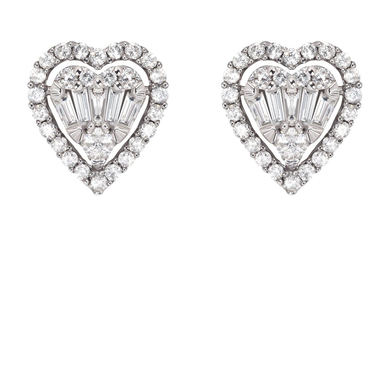 Mens Stud Diamond Earrings | 0.75 Carats 14K White Gold