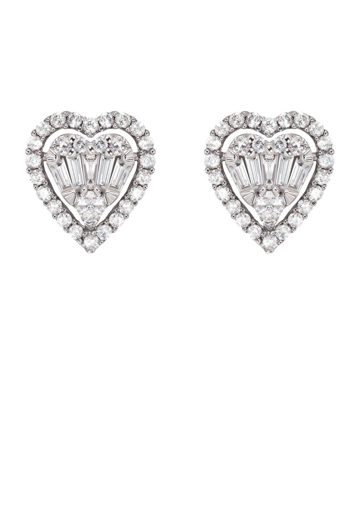 Mens Stud Diamond Earrings | 0.75 Carats 14K White Gold