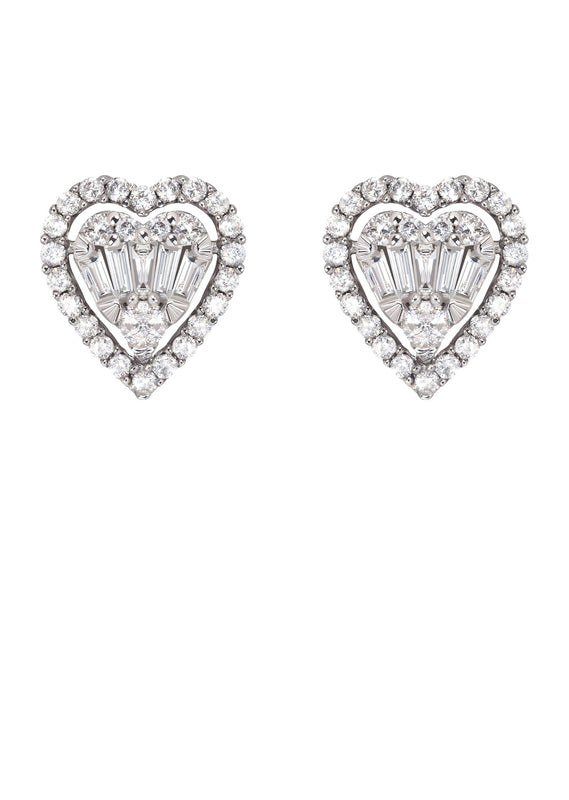 Mens Stud Diamond Earrings | 0.75 Carats 14K White Gold