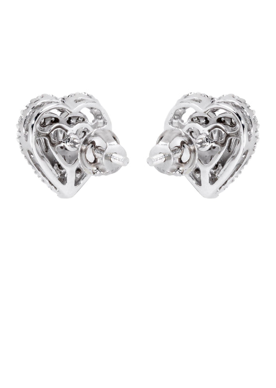 Mens Stud Diamond Earrings | 0.75 Carats 14K White Gold