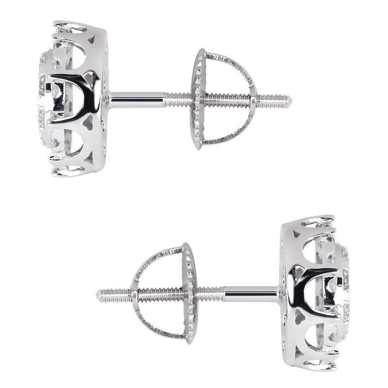 Mens Stud Diamond Earrings | 0.75 Carats 14K White Gold