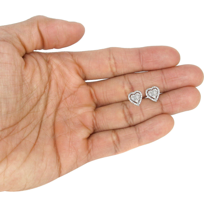Mens Stud Diamond Earrings | 0.75 Carats 14K White Gold