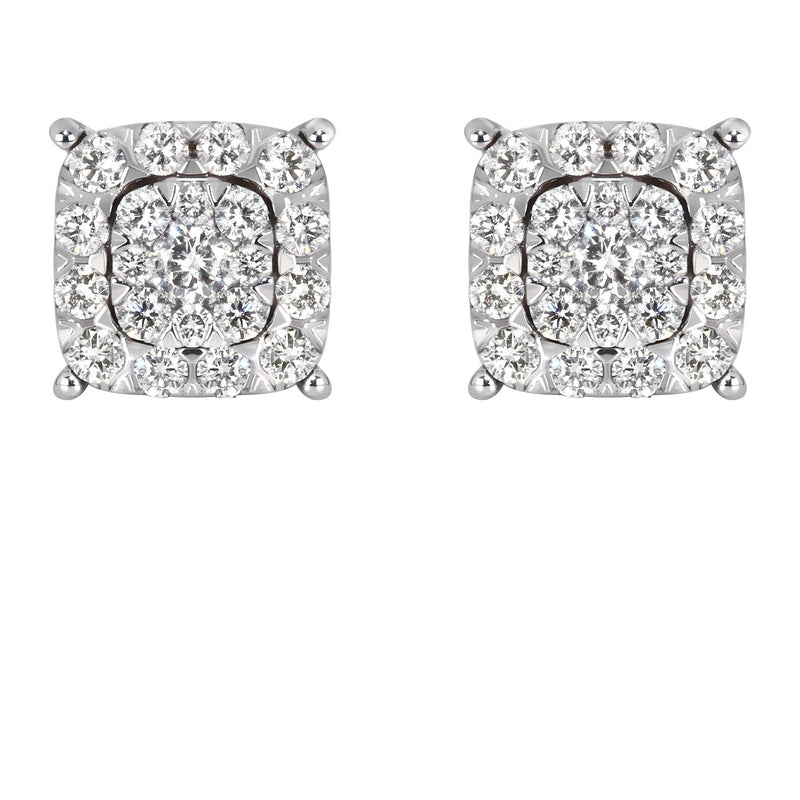 Mens Stud Diamond Earrings | 0.65 Carats 14K White Gold