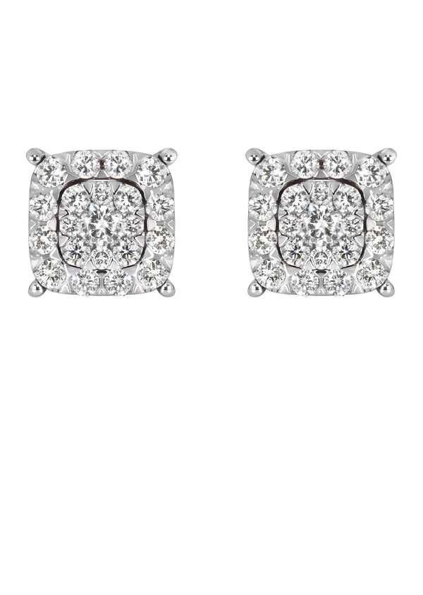 Mens Stud Diamond Earrings | 0.65 Carats 14K White Gold