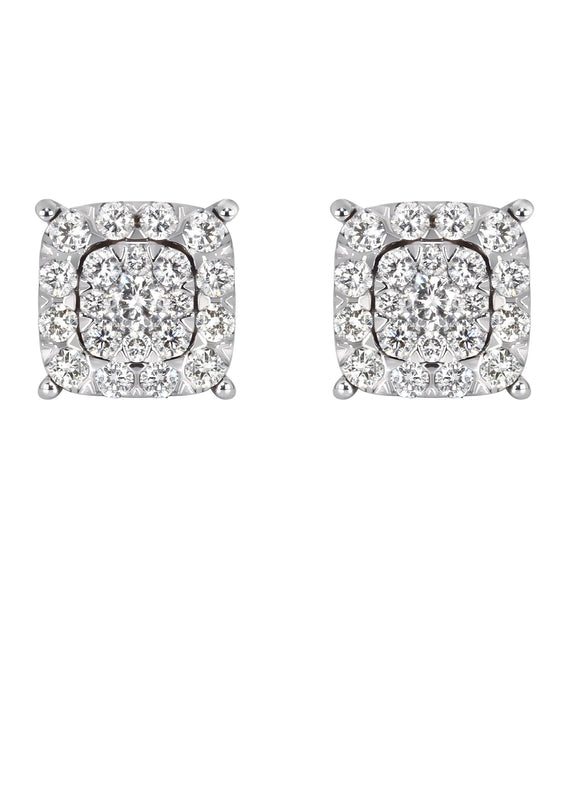 Mens Stud Diamond Earrings | 0.65 Carats 14K White Gold