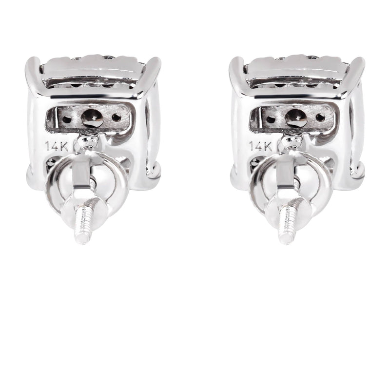 Mens Stud Diamond Earrings | 0.65 Carats 14K White Gold
