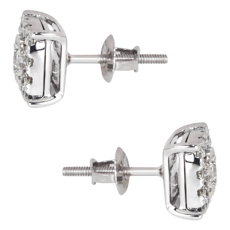 Mens Stud Diamond Earrings | 0.65 Carats 14K White Gold
