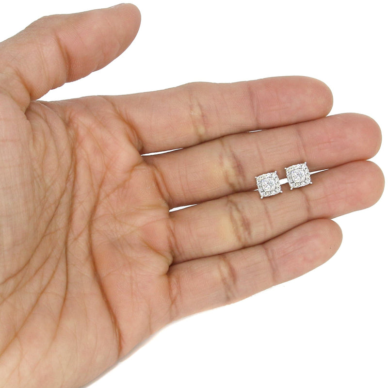 Mens Stud Diamond Earrings | 0.65 Carats 14K White Gold