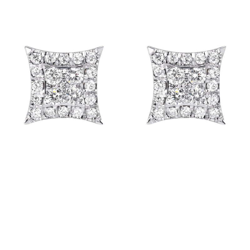 Mens Stud Diamond Earrings | 0.54 Carats 14K White Gold