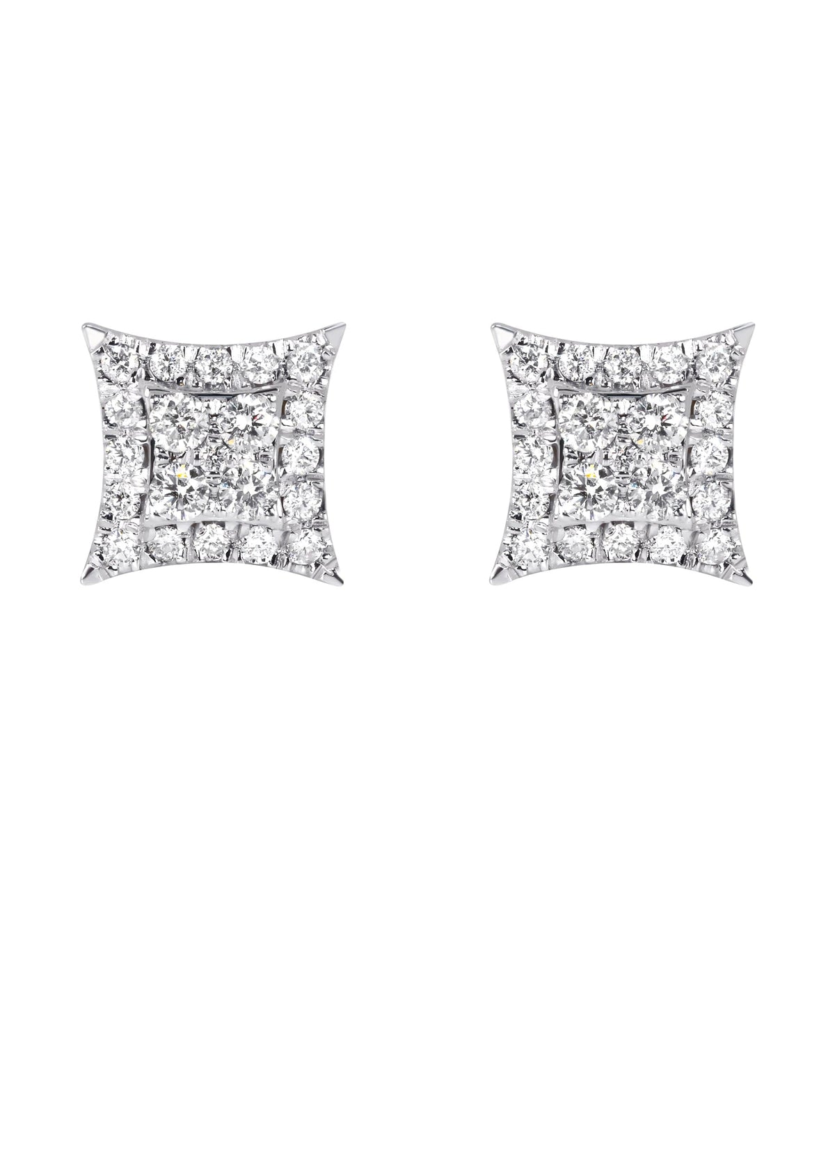 Mens Stud Diamond Earrings | 0.54 Carats 14K White Gold