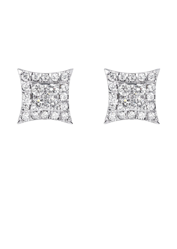 Mens Stud Diamond Earrings | 0.54 Carats 14K White Gold