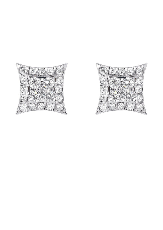Mens Stud Diamond Earrings | 0.54 Carats 14K White Gold