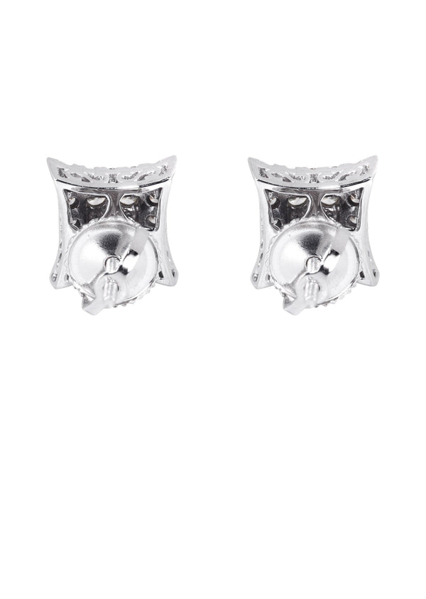 Mens Stud Diamond Earrings | 0.54 Carats 14K White Gold