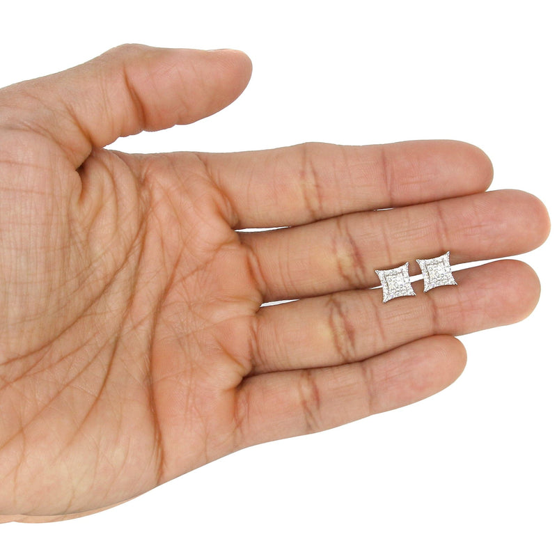 Mens Stud Diamond Earrings | 0.54 Carats 14K White Gold