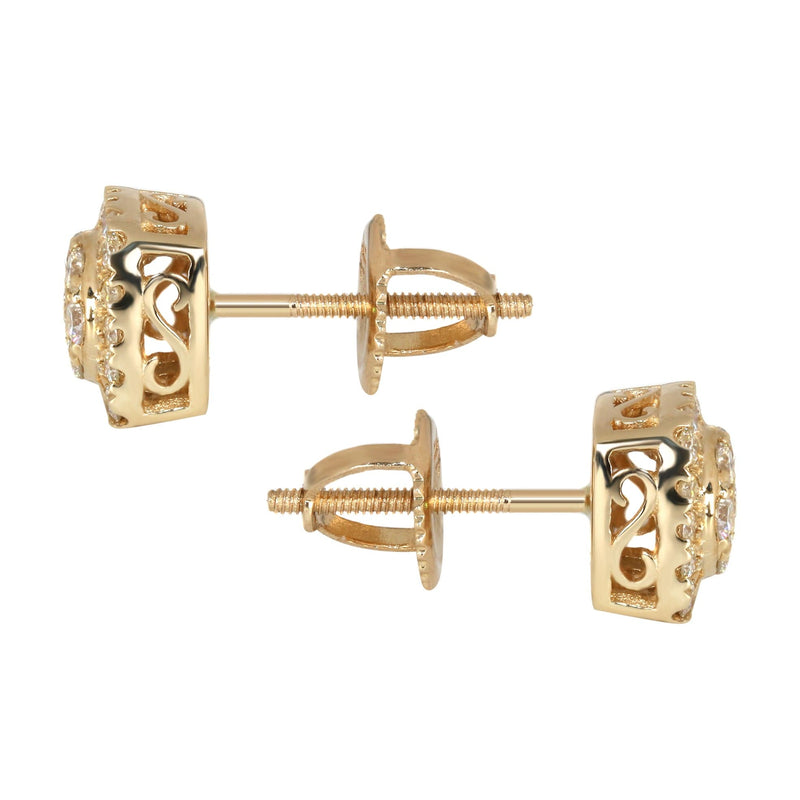 Mens Stud Diamond Earrings | 0.56 Carats 14K Yellow Gold
