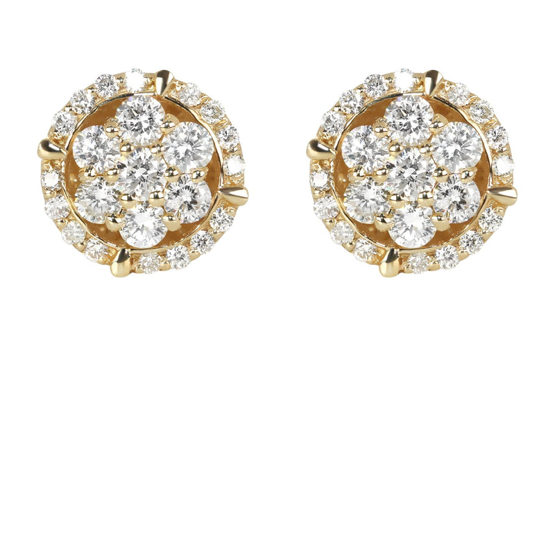 Mens Stud Diamond Earrings | 0.85 Carats 14K Yellow Gold