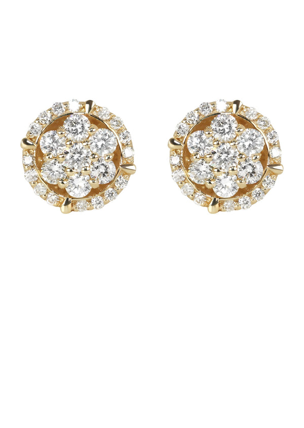 Mens Stud Diamond Earrings | 0.85 Carats 14K Yellow Gold