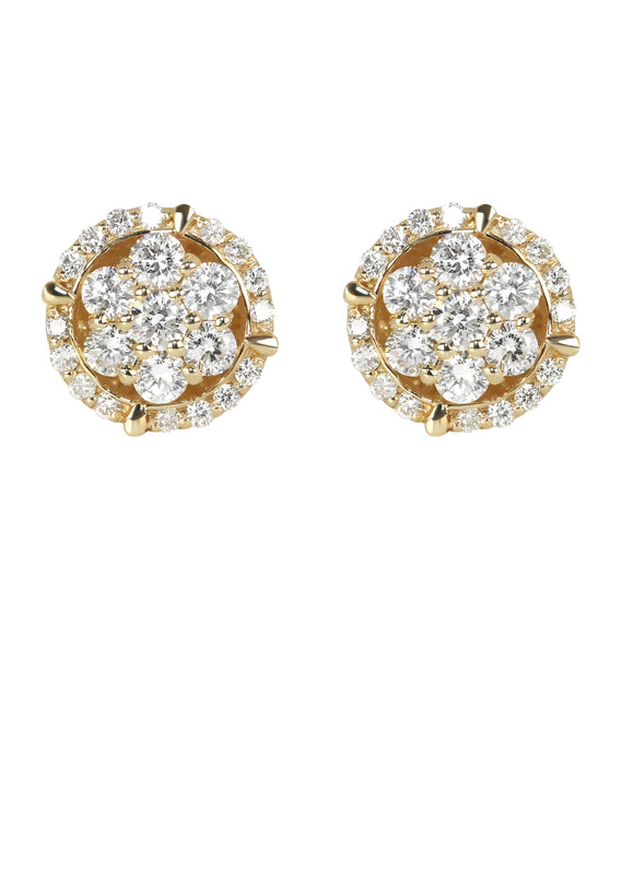 Mens Stud Diamond Earrings | 0.85 Carats 14K Yellow Gold