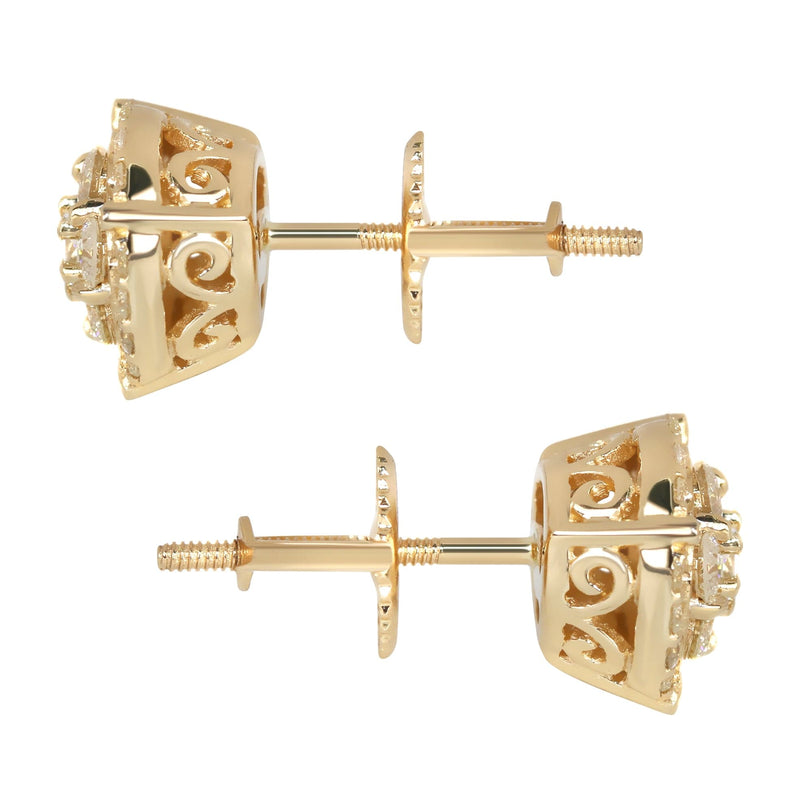 Mens Stud Diamond Earrings | 0.85 Carats 14K Yellow Gold