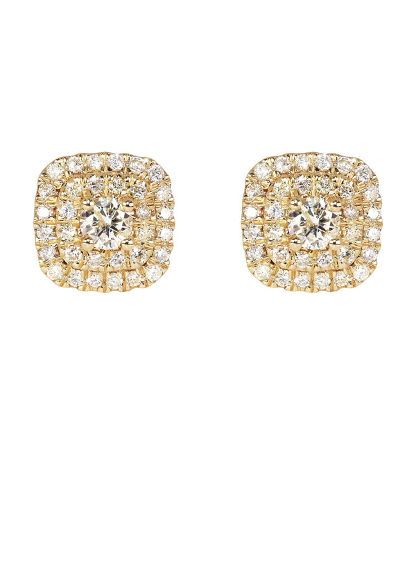 Mens Stud Diamond Earrings | 0.8 Carats 14K Yellow Gold
