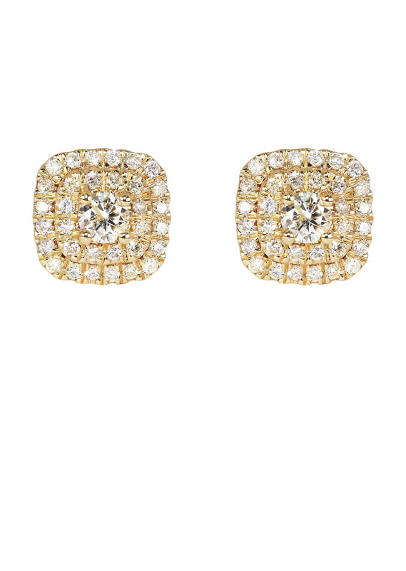 Mens Stud Diamond Earrings | 0.8 Carats 14K Yellow Gold