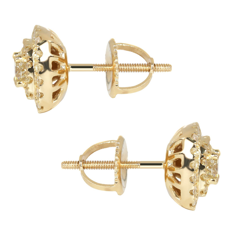 Mens Stud Diamond Earrings | 0.8 Carats 14K Yellow Gold