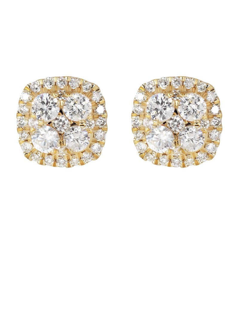Mens Stud Diamond Earrings | 0.95 Carats 14K Yellow Gold