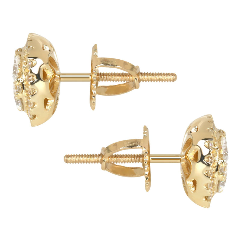 Mens Stud Diamond Earrings | 0.95 Carats 14K Yellow Gold