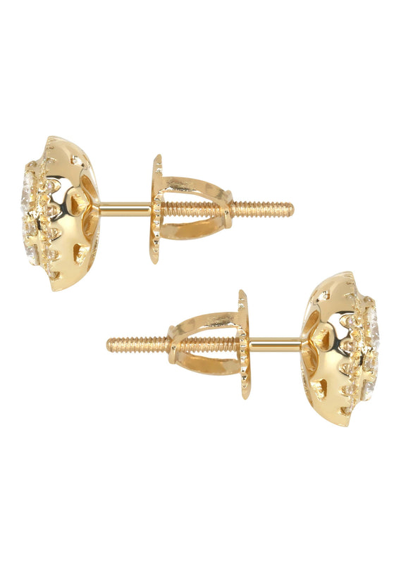 Mens Stud Diamond Earrings | 0.95 Carats 14K Yellow Gold