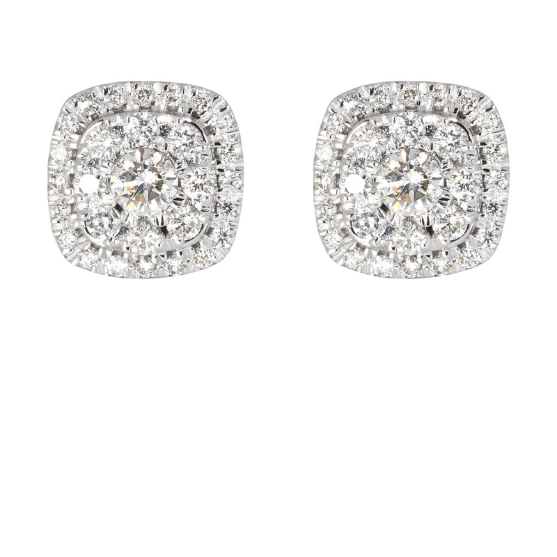 Mens Stud Diamond Earrings | 0.75 Carats 14K White Gold