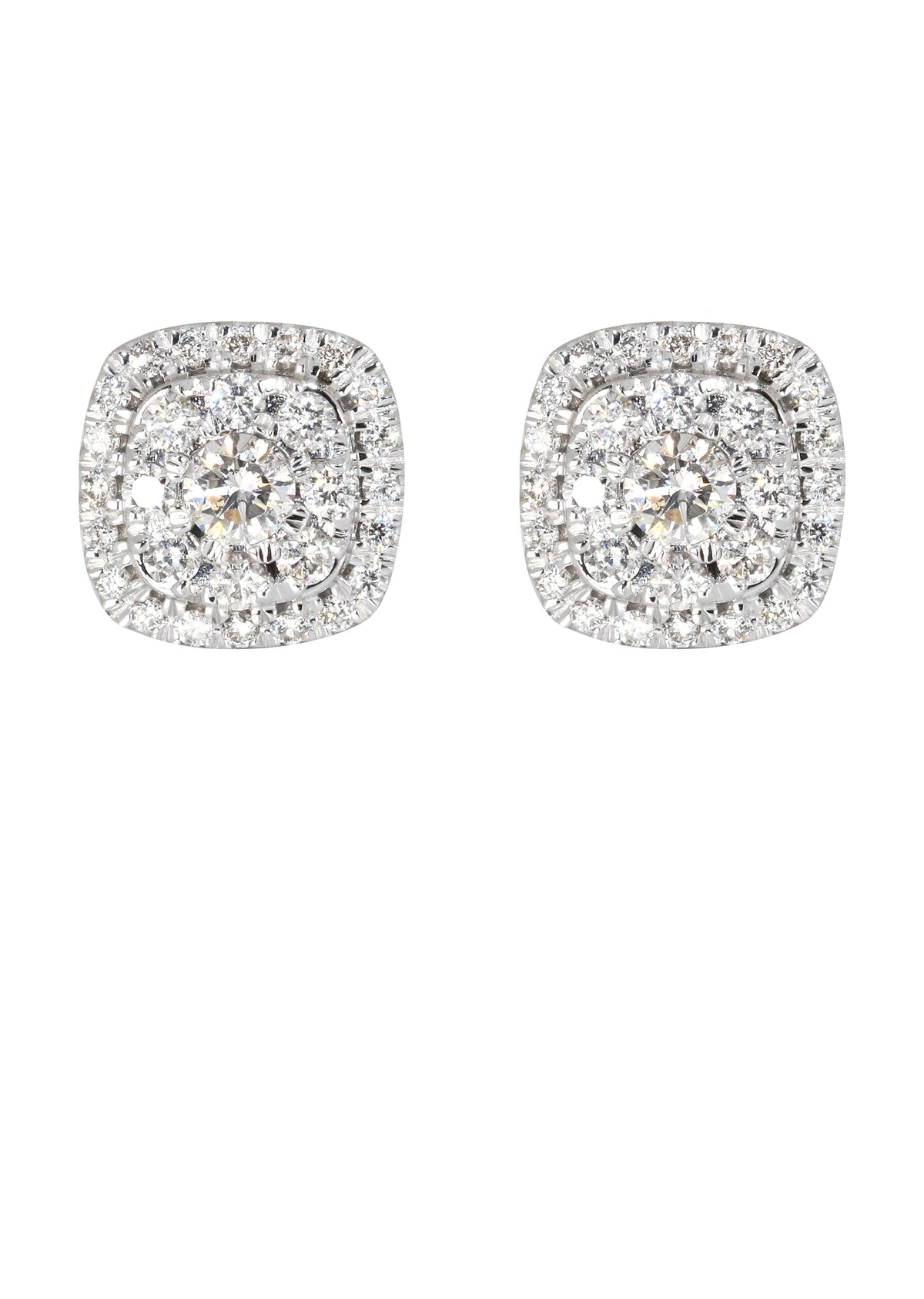 Mens Stud Diamond Earrings | 0.75 Carats 14K White Gold