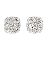 Mens Stud Diamond Earrings | 0.75 Carats 14K White Gold