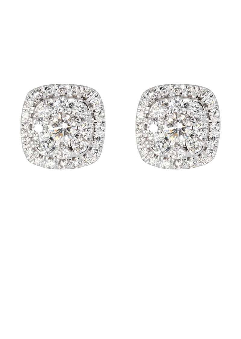 Mens Stud Diamond Earrings | 0.75 Carats 14K White Gold