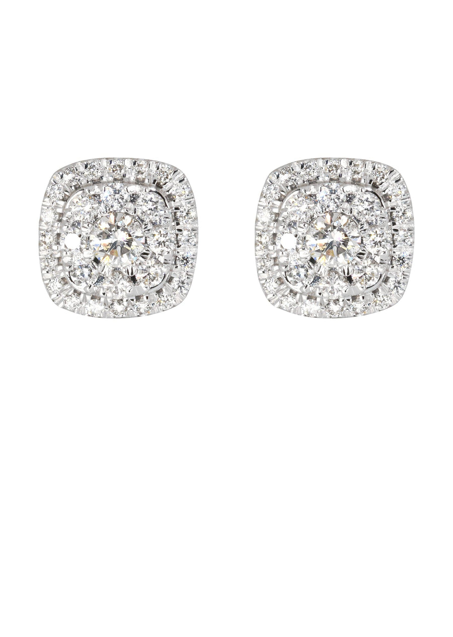 Mens Stud Diamond Earrings | 0.75 Carats 14K White Gold