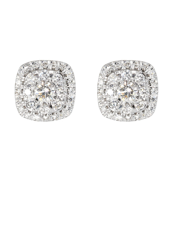 Mens Stud Diamond Earrings | 0.75 Carats 14K White Gold