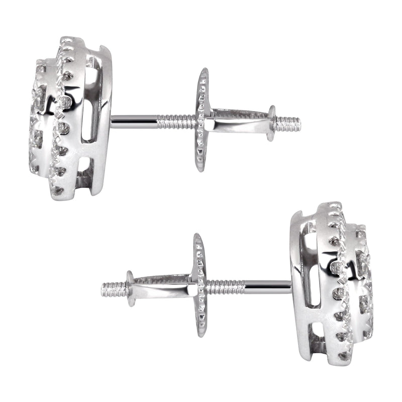 Mens Stud Diamond Earrings | 0.75 Carats 14K White Gold