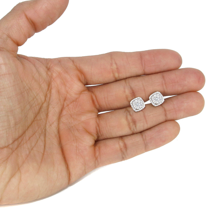 Mens Stud Diamond Earrings | 0.75 Carats 14K White Gold