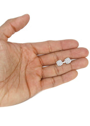 Mens Stud Diamond Earrings | 0.75 Carats 14K White Gold